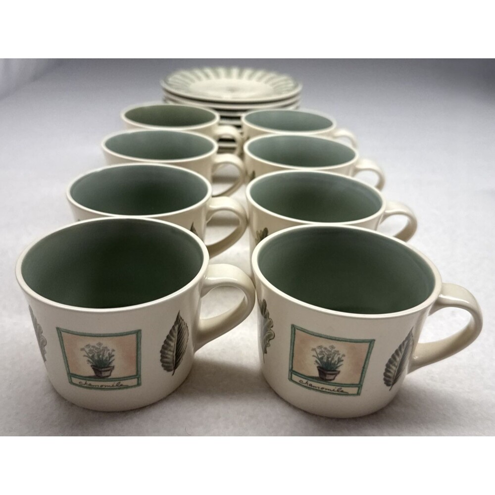 Pfaltzgraff Naturewood Cup Saucer Set Portfolio USA 1997 Vintage Botanical